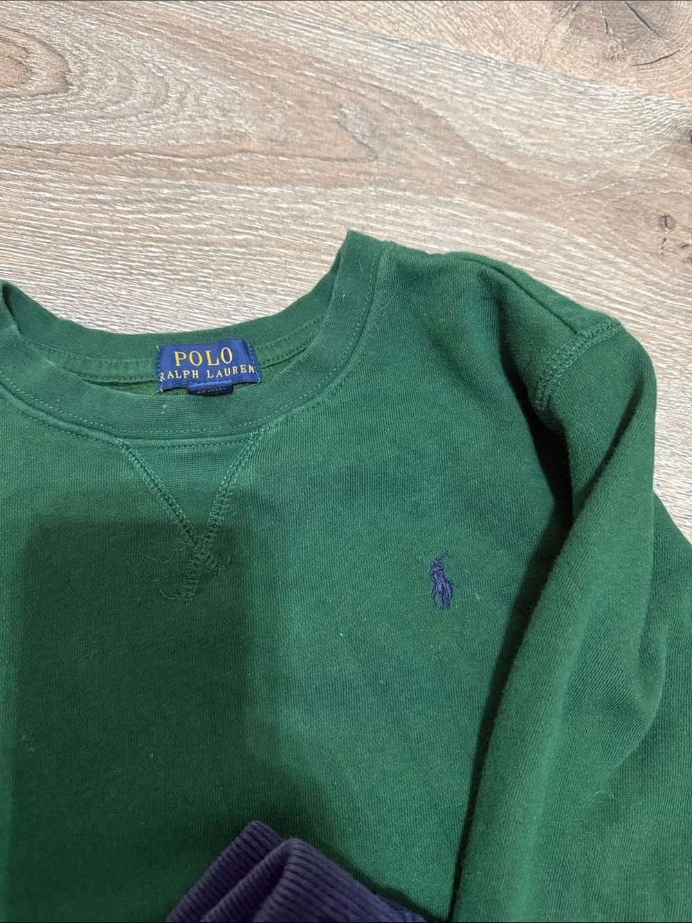 Ralph Lauren Kids Green Sweatshirt with Navy Jogger Pants
